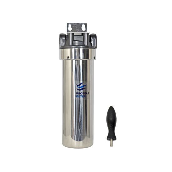 Μονή φιλτροθήκη μεταλλική με πλαστική κεφαλή 10″-3/4″ με κλειδί & βάση