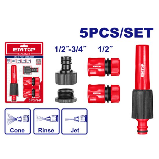 EMTOP ΣΕΤ 5 ΤΜΧ ΕΚΤΟΞΕΥΤΗΡΑΣ ΝΕΡΟΥ ΜΕ ΤΑΧΥΣΥΝΔΕΣΜΟΥΣ 1/2" - 3/4'' ESNE11251