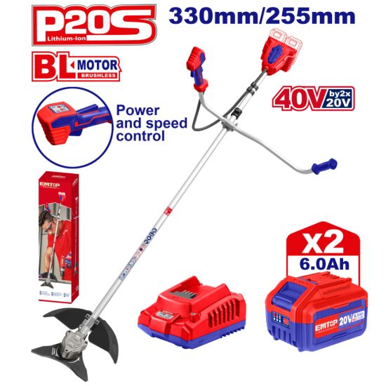 EMTOP BRUSHLESS ΧΟΡΤΟΚΟΠΤΙΚΟ 40V/2X6Ah ELMR20018SE