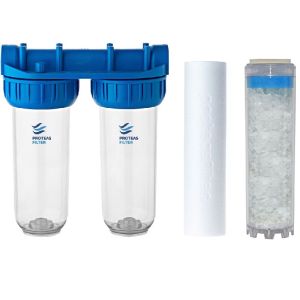 Διπλό φιλτροθήκη strong κεντρικής παροχής 10''-1/2'' με φίλτρο πολυπροπυλενίου & φίλτρο χαλαζία