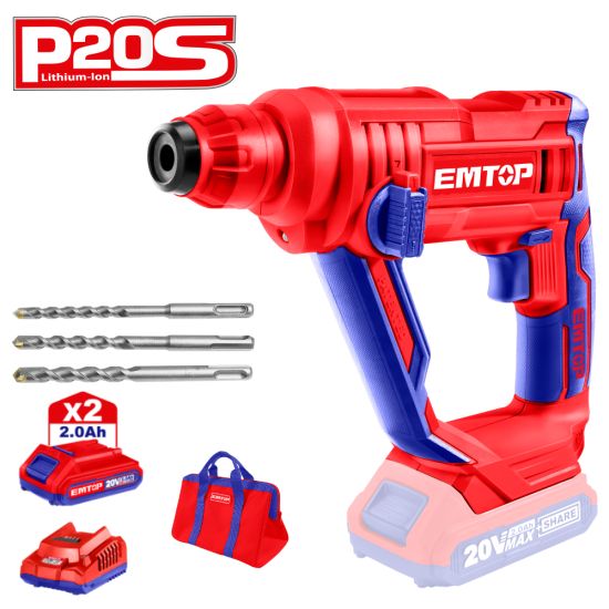 EMTOP ΣΚΑΠΤΙΚΟ ΠΕΡΙΣΤΡΟΦΙΚΟ ΠΙΣΤΟΛΕΤΟ ΜΠΑΤΑΡΙΑΣ 20V/2x2Ah ELRH201601SE