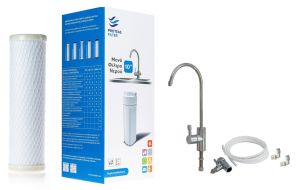 Μονή φιλτροθήκη 2Μ λευκή πλαστική 10″ - 1/4″ - κλειδί + βάση