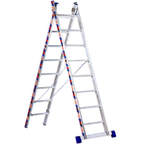 Σκάλα επαγγελματική αλουμινίου διπλή - 2*11 σκαλιά ύψος Α/Β: 3,00m/5,00m.