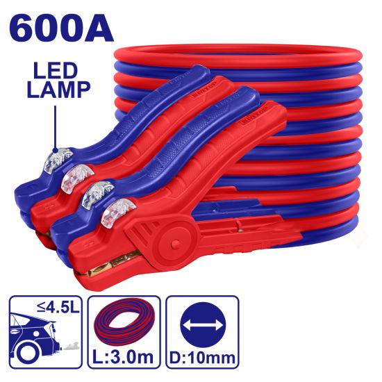 EMTOP ΚΑΛΩΔΙΑ ΕΚΚΙΝΗΣΗΣ ΜΠΑΤΑΡΙΑΣ ΑΥΤΟΚΙΝΗΤΟΥ 600 AMP ΜΕ ΦΑΚΟ LED EBCEL0601