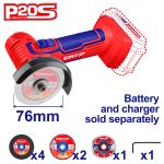 EMTOP MINI ΓΩΝΙΑΚΟΣ ΤΡΟΧΟΣ 76mm 20V ΜΕ  7 ΔΙΣΚΟΥΣ ΚΟΠΗΣ/ΛΕΙΑΝΣΗΣ ELAG7601