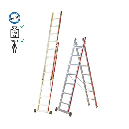 Σκάλα επαγγελματική αλουμινίου διπλή - 2*13 σκαλιά ύψος Α/Β: 3,50m/6,00m.