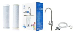 Διπλή φιλτροθήκη 2Μ λευκή πλαστική 10″ - 1/4″ - κλειδί+βάση