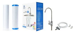 Διπλή φιλτροθήκη 2Μ λευκή πλαστική 10″ - 1/4″ - κλειδί+βάση