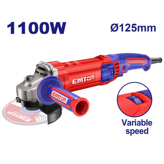 EMTOP ΓΩΝΙΑΚΟΣ ΤΡΟΧΟΣ 125MM 1100W ΡΥΘΜΙΖΟΜΕΝΗΣ ΙΣΧΥΟΣ EAGRS11053