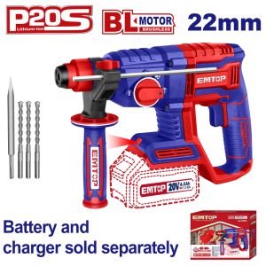 EMTOP BRUSHLESS ΣΚΑΠΤΙΚΟ ΠΕΡΙΣΤΡΟΦΙΚΟ ΠΙΣΤΟΛΕΤΟ 2J SDS-PLUS ΜΠΑΤΑΡΙΑΣ 20V ELRH20208