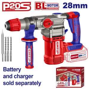 EMTOP BRUSHLESS ΣΚΑΠΤΙΚΟ ΠΕΡΙΣΤΡΟΦΙΚΟ ΠΙΣΤΟΛΕΤΟ 4,5J SDS-PLUS ΜΠΑΤΑΡΙΑΣ 20V ELRH20288