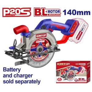 EMTOP BRUSHLESS ΔΙΣΚΟΠΡΙΟΝΟ 140mm ΜΠΑΤΑΡΙΑΣ 20V ELCS1402