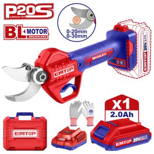 EMTOP BRUSHLESS ΚΛΑΔΕΥΤΗΡΙ Φ30mm ΜΠΑΤΑΡΙΑΣ ΛΙΘΙΟΥ 20V 1x2Ah ELSL203051