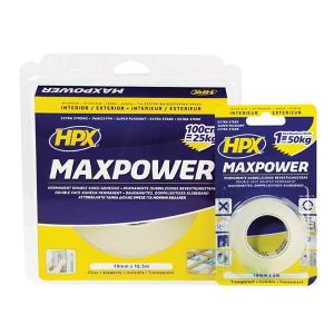 Διάφανη ταινία διπλής όψης MAXPOWER 19mmx5m