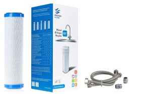 Μονή φιλτροθήκη 2Μ λευκή πλαστική 10″ - 1/2″ - ορειχάλκινο σπείρωμα - κλειδί + βάση