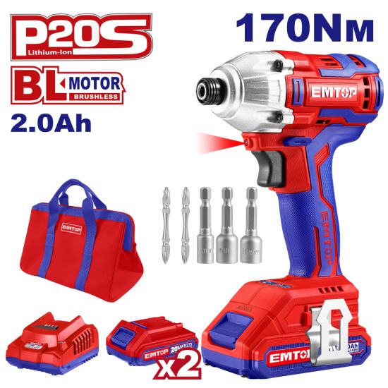 EMTOP ΠΑΛΜΙΚΟ ΚΑΤΣΑΒΙΔΙ ΜΠΑΤΑΡΙΑΣ 20V/2x2Ah ECDLIR20221