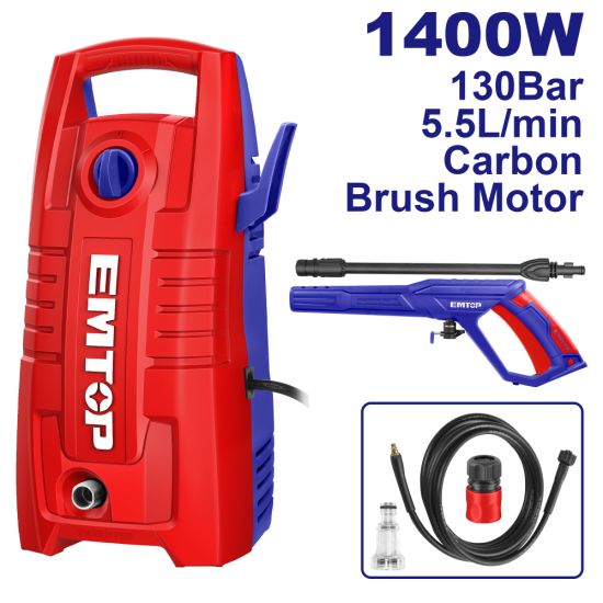 EMTOP ΠΛΥΣΤΙΚΟ ΥΨΗΛΗΣ ΠΙΕΣΗΣ 1400W ΜΕ ΠΙΣΤΟΛΙ ΝΕΡΟΥ ΚΑΙ 5M ΛΑΣΤΙΧΟ ΥΨΗΛΗΣ ΠΙΕΣΗΣ EHPW1401