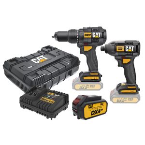 CAT Combo-04 Δραπανοκατσάβιδο κρουστικό DX12B + κατσαβίδι παλμικό DX71B + κασετίνα + δώρο μπαταρία 4.0Ah + δώρο διπλό φορτιστή DXC42