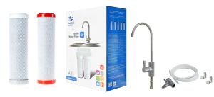 Διπλή φιλτροθήκη 2Μ λευκή πλαστική 10″ - 1/4″ - κλειδί+βάση