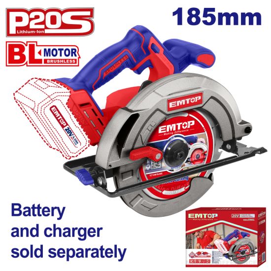 EMTOP BRUSHLESS ΔΙΣΚΟΠΡΙΟΝΟ 185mm ΜΠΑΤΑΡΙΑΣ 20V ELCS1851
