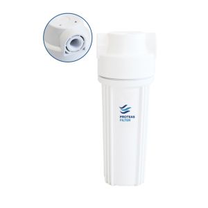 Μονή φιλτροθήκη 2Μ λευκή πλαστική 10″ - 1/2″ - σκέτη