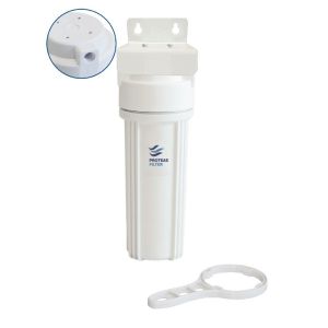 Μονή φιλτροθήκη 2Μ λευκή πλαστική 10″ - 1/4″ - κλειδί + βάση