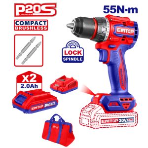 EMTOP BRUSHLESS ΔΡΑΠΑΝΟΚΑΤΣΑΒΙΔΟ ΜΠΑΤΑΡΙΑΣ 20V/2x2Ah ECDL205581SE