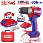 EMTOP BRUSHLESS ΔΡΑΠΑΝΟΚΑΤΣΑΒΙΔΟ ΜΠΑΤΑΡΙΑΣ ΛΙΘΙΟΥ 20V/2x2AH ΜΕ ΤΑΧΥΦΟΡΤΙΣΤΗ ECDL20602