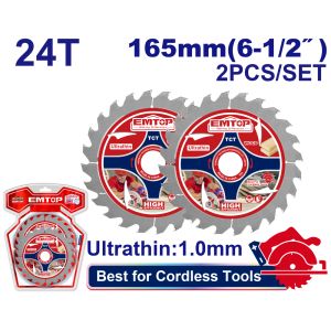 EMTOP ΣΕΤ 2ΤΜΧ ΠΡΙΟΝΟΔΙΣΚΟΣ ΓΙΑ ΞΥΛΟ 165ΜΜ 24Τ ETCT1653