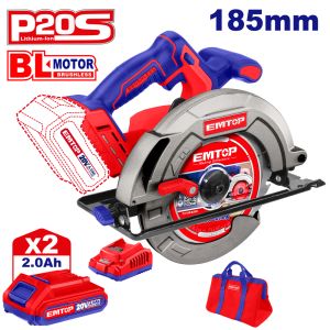 EMTOP BRUSHLESS ΔΙΣΚΟΠΡΙΟΝΟ ΜΠΑΤΑΡΙΑΣ 20V/2x2Ah ELCS1851SE