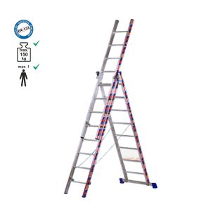 Σκάλα επαγγελματική αλουμινίου τριπλή - 3*10 σκαλιά ύψος Α/Β/Γ:2,75m/4,50m/6,75m.