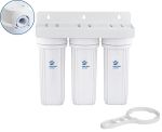 Τριπλή φιλτροθήκη 2Μ λευκή πλαστική 10″ - 1/2″ - κλειδί + βάση