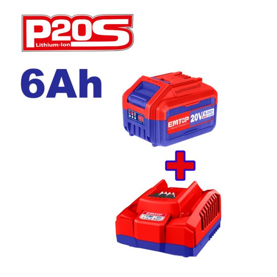 EMTOP ΠΑΚΕΤΟ ΠΡΟΣΦΟΡΑΣ ΜΠΑΤΑΡΙΑ 6Ah 20V KAI ΦΟΡΤΙΣΤΗΣ EMTP222