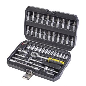 TOP MASTER Κασετίνα καρυδάκι CR-V 1/4" σετ 46τεμ 339203