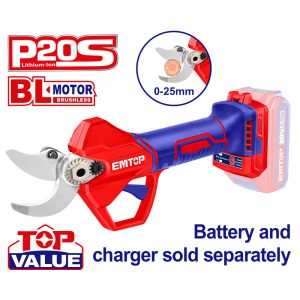 EMTOP BRUSHLESS ΚΛΑΔΕΥΤΗΡΙ Φ25mm ΜΠΑΤΑΡΙΑΣ ΛΙΘΙΟΥ 20V ELSL20258