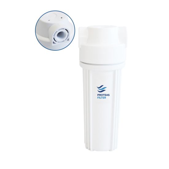 Μονή φιλτροθήκη 2Μ λευκή πλαστική 10″ - 1/2″ - σκέτη