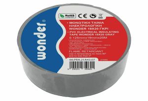 Ταινία μονωτική Wonder γκρι 19mmx20m