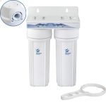 Διπλή φιλτροθήκη 2Μ λευκή πλαστική 10″ - 1/2″ - κλειδί + βάση